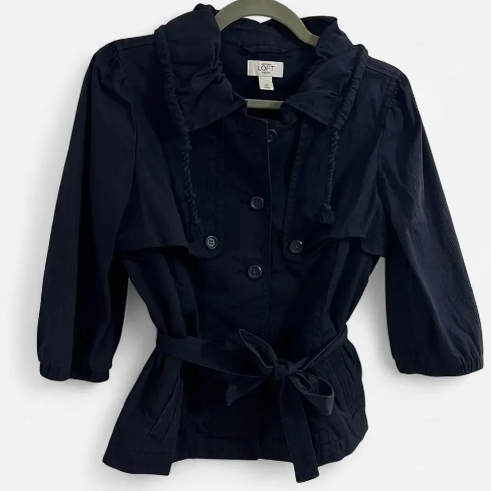 Ann Taylor LOFT Navy Utility Jacket/Cropped Trench Coat